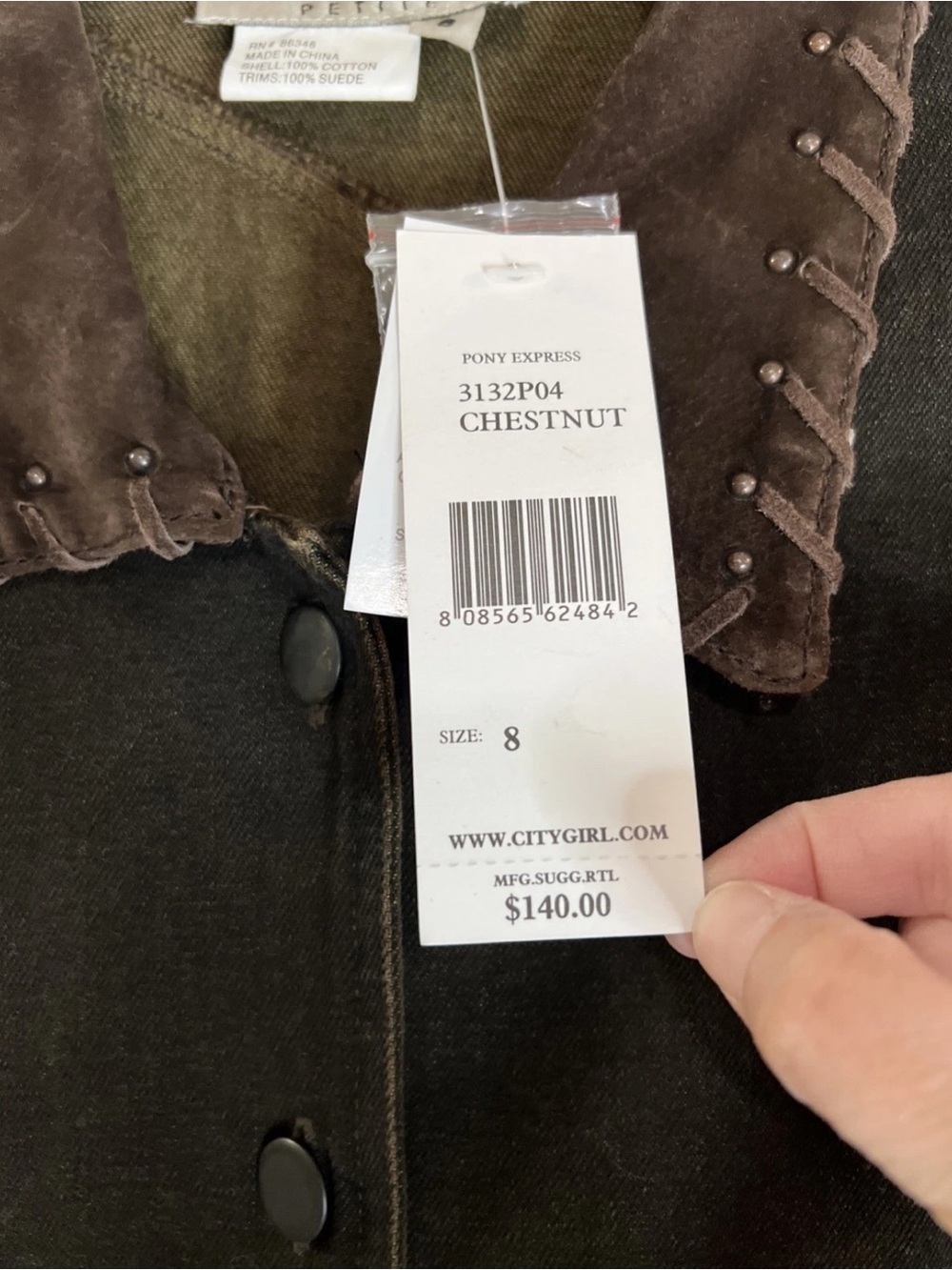 New Nancy Bolan City Girl Suede Jean Western Jacket Petite - Picture 3 of 6